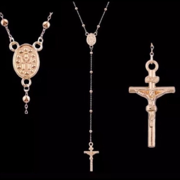 Rosary Style Gold Necklace - Picture 2 of 6